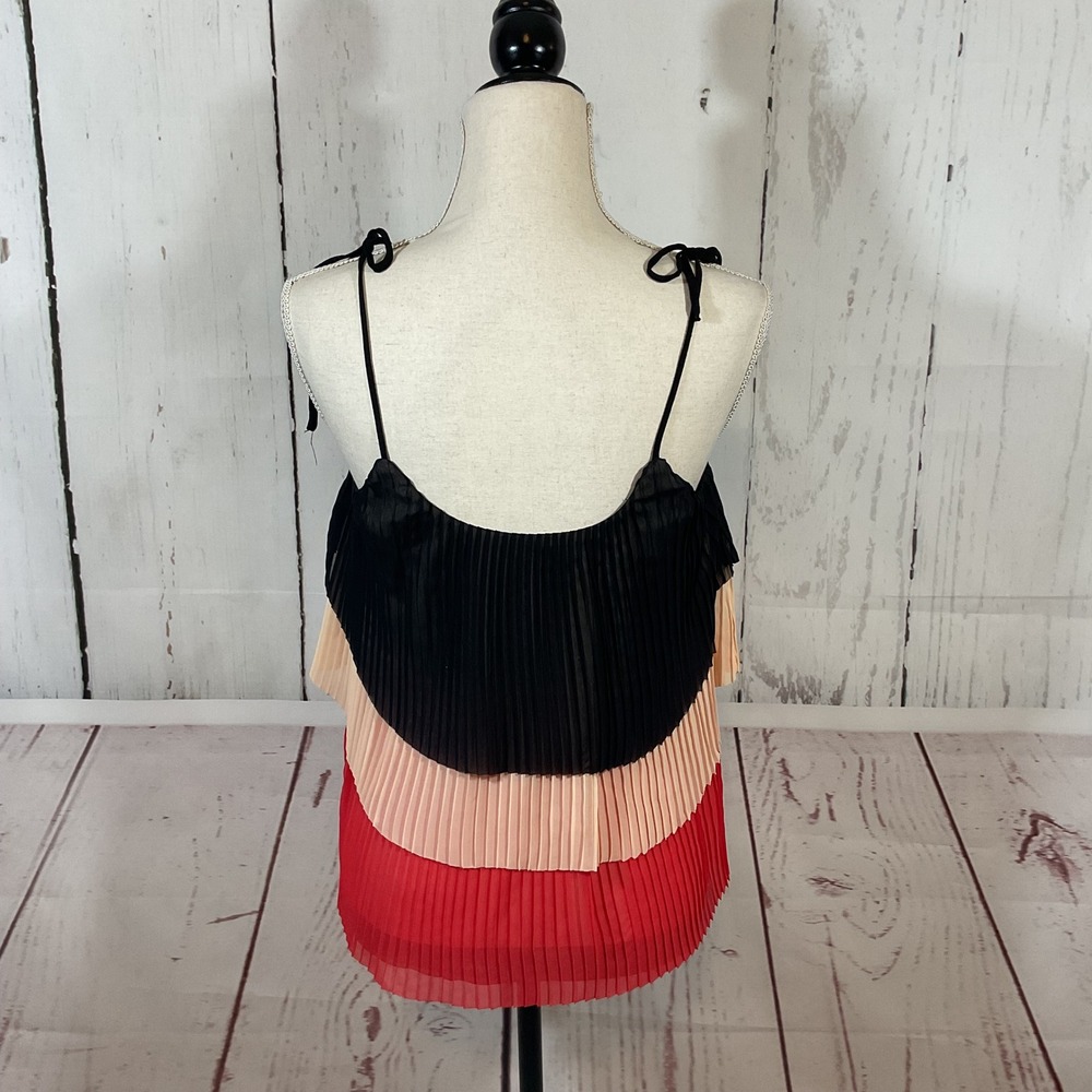 Patterson J. Kincaid Pleated Cami Top Small Shoulder Tie Retro Swing Colorblock - Picture 11 of 16